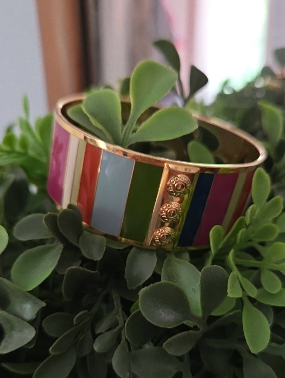 Coach LEGACY Multicolor Enamel Statement Bangle Bracelet